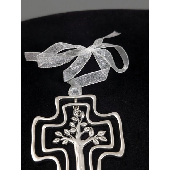 Cross Christmas Ornament I Said A Prayer For You Silver tone Tree - Picture 4 of 7
